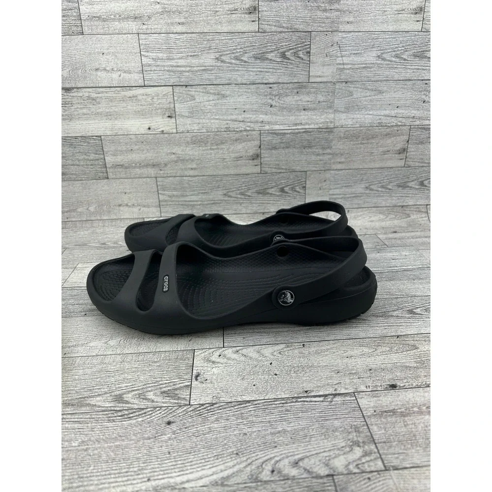 Crocs Cleo II Black Dual Strap Slingback Comfort Sandals Womens Size 9